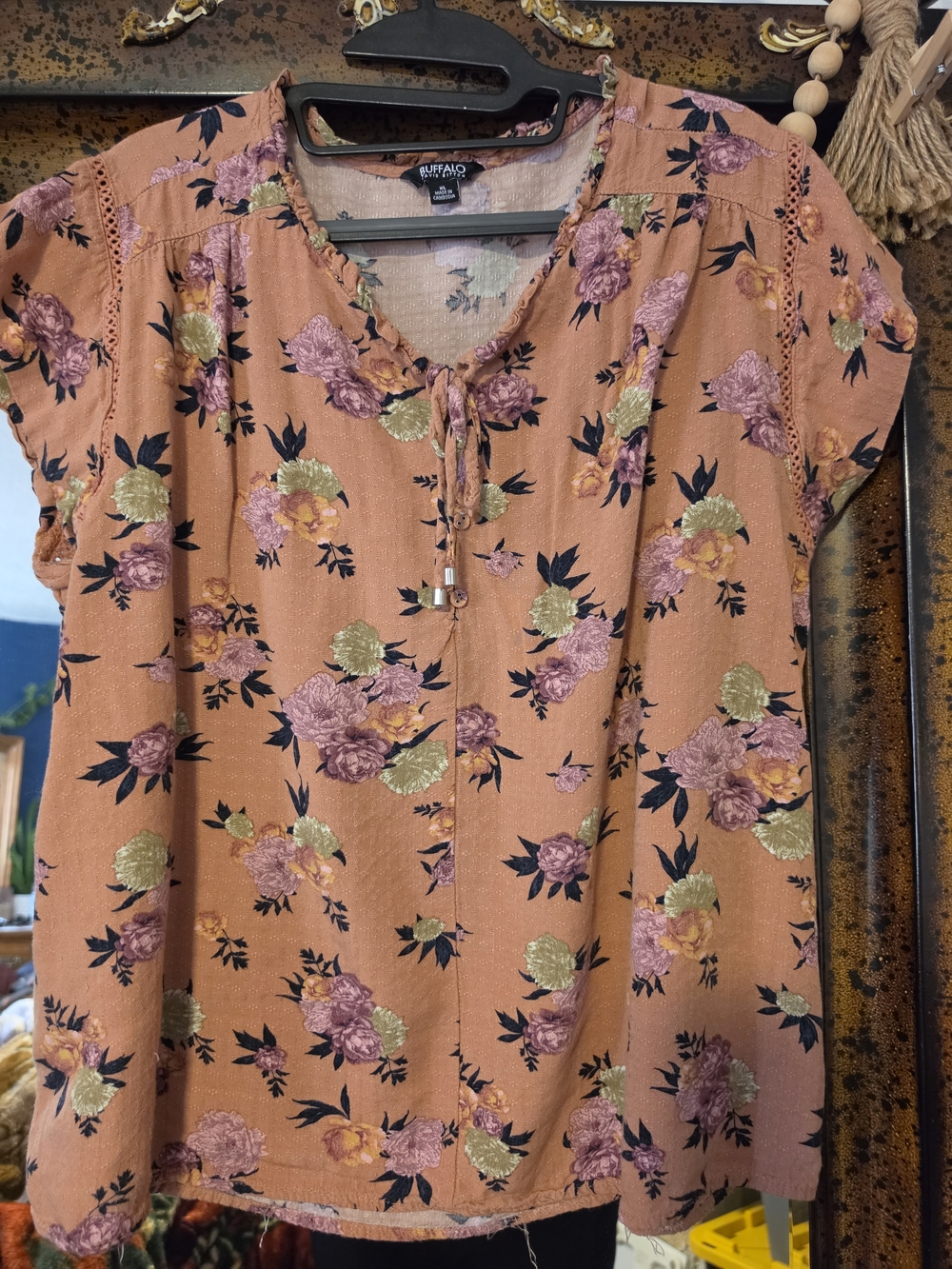 Buffalo Peach Floral Short-Sleeve Women's Top